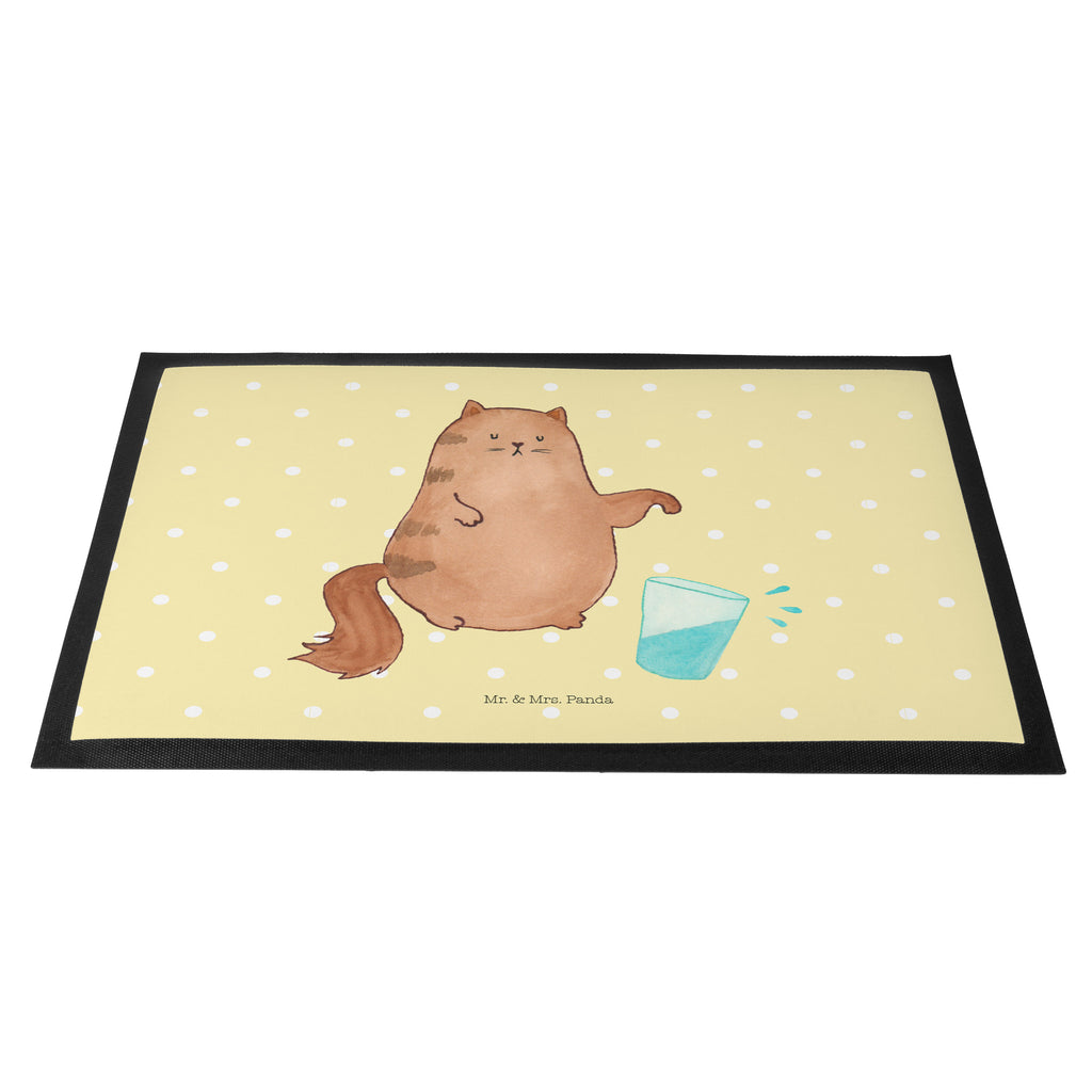 Fußmatte Katze Wasserglas Katzen, Katze, Kater, Mietze, Cat, Cats, Katzenhalter, Katzenbesitzerin, Haustier, Katzenliebhaber, Wasser, Glas,	 Türvorleger, Schmutzmatte, Fußabtreter, Matte, Schmutzfänger, Fußabstreifer, Schmutzfangmatte, Türmatte, Motivfußmatte,  Haustürmatte, Vorleger  Katze, Katzenmotiv, Katzenfan, Katzendeko, Katzenfreund, Katzenliebhaber, Katzenprodukte, Katzenartikel, Katzenaccessoires, Katzensouvenirs, Katzenliebhaberprodukte, Katzenmotive
