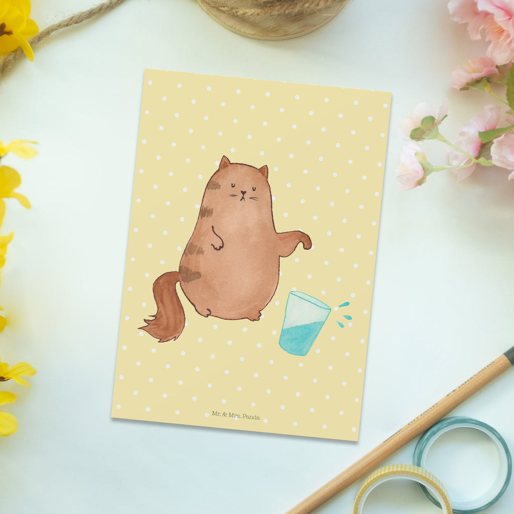 Postkarte Katze Wasserglas Geschenkkarte, Grußkarte, Karte, Einladung, Ansichtskarte, Geburtstagskarte, Einladungskarte, Dankeskarte, Katze, Katzenmotiv, Katzenfan, Katzendeko, Katzenfreund, Katzenliebhaber, Katzenprodukte, Katzenartikel, Katzenaccessoires, Katzensouvenirs, Katzenliebhaberprodukte, Katzenmotive, Katzen, Kater, Mietze, Cat, Cats, Katzenhalter, Katzenbesitzerin, Haustier, Wasser, Glas