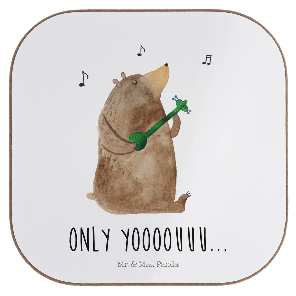 Quadratische Untersetzer Bär Gitarre Bierdeckel, Glasuntersetzer, Untersetzer Gläser, Getränkeuntersetzer, Bär, Teddy, Teddybär