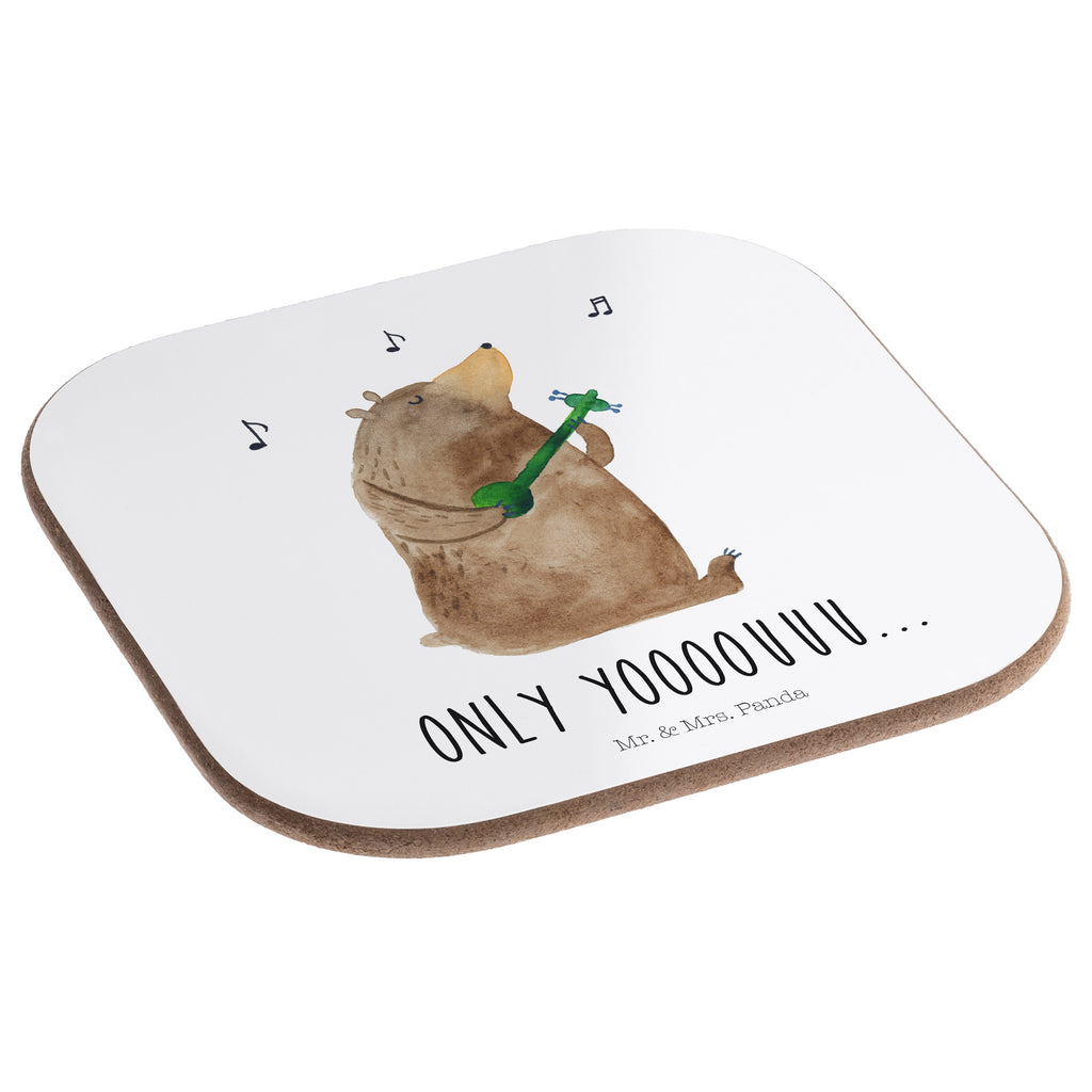 Quadratische Untersetzer Bär Gitarre Bierdeckel, Glasuntersetzer, Untersetzer Gläser, Getränkeuntersetzer, Bär, Teddy, Teddybär