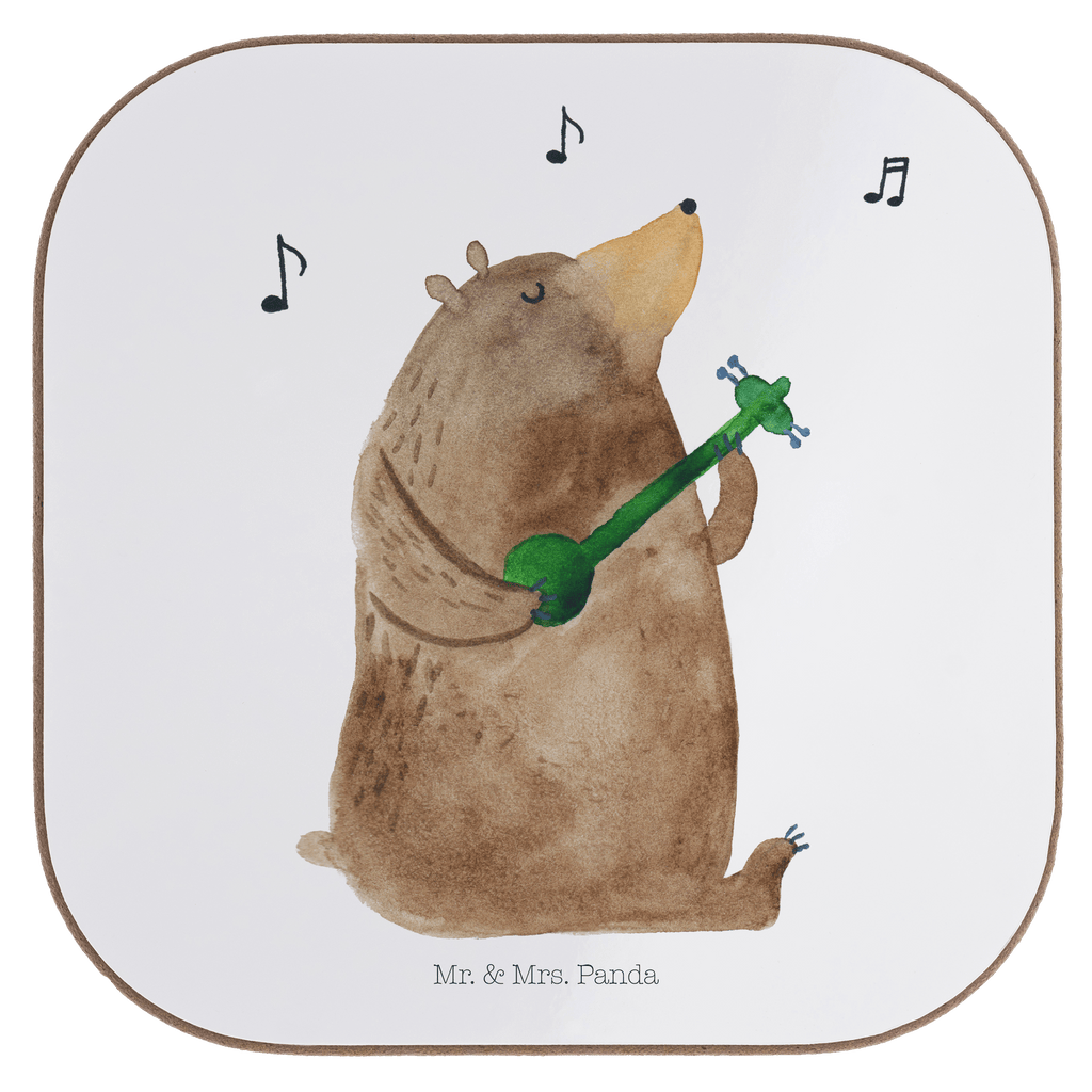 Quadratische Untersetzer Bär Gitarre Bierdeckel, Glasuntersetzer, Untersetzer Gläser, Getränkeuntersetzer, Bär, Teddy, Teddybär