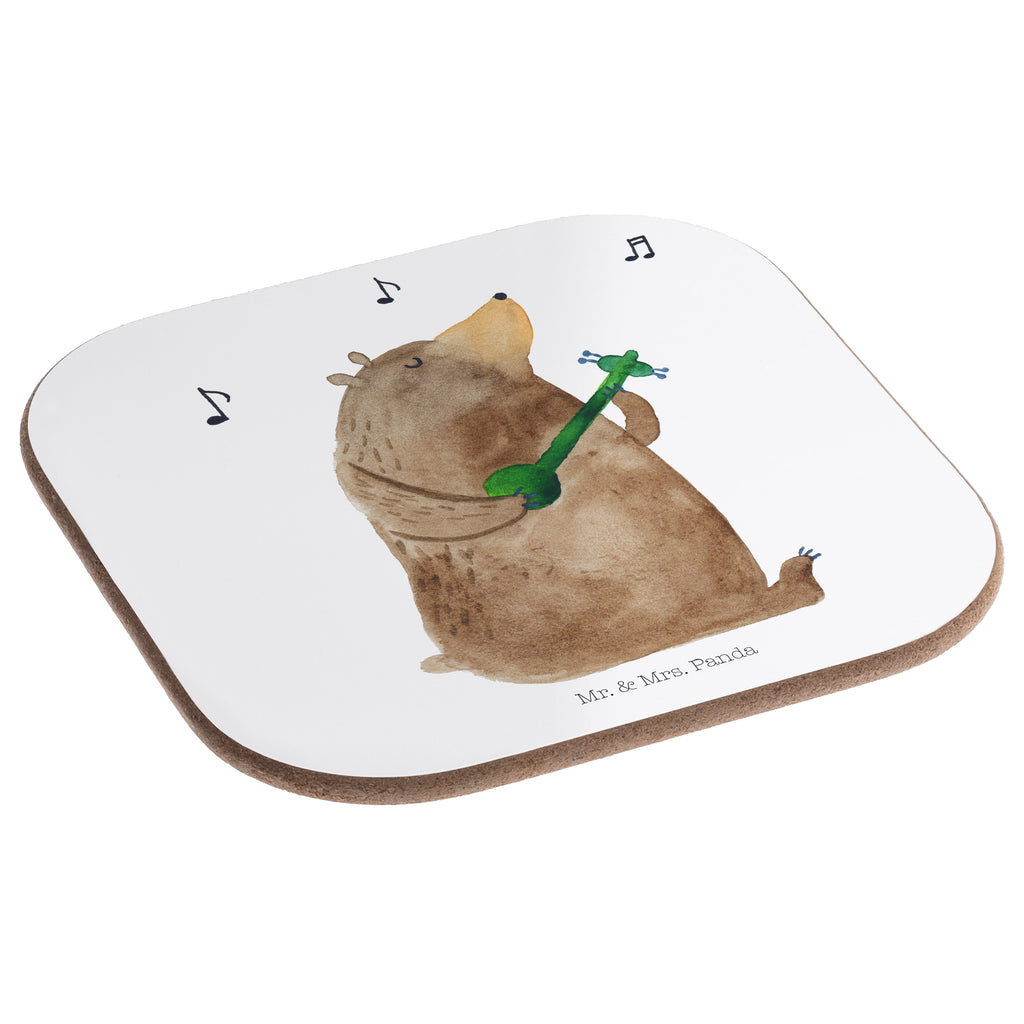 Quadratische Untersetzer Bär Gitarre Bierdeckel, Glasuntersetzer, Untersetzer Gläser, Getränkeuntersetzer, Bär, Teddy, Teddybär