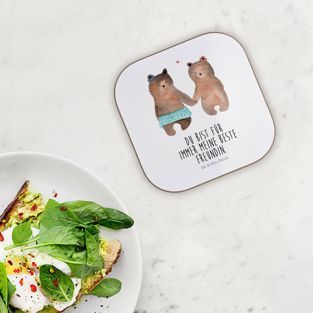 Quadratische Untersetzer Bär Freundin Bierdeckel, Glasuntersetzer, Untersetzer Gläser, Getränkeuntersetzer, Bär, Teddy, Teddybär, Bär Freundin Beste Freund Liebe Liebesbeweis Verliebt Kumpel Kumpeliene
