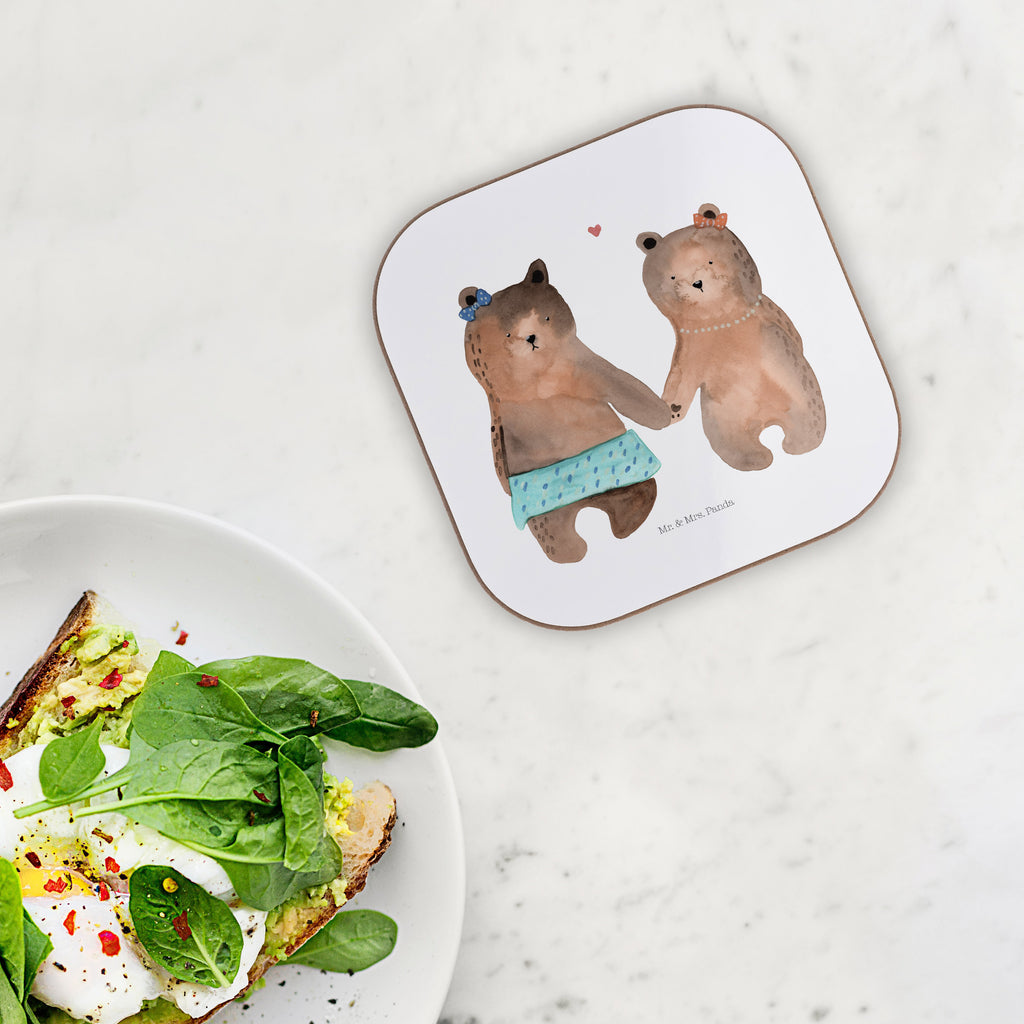Quadratische Untersetzer Bär Freundin Bierdeckel, Glasuntersetzer, Untersetzer Gläser, Getränkeuntersetzer, Bär, Teddy, Teddybär, Bär Freundin Beste Freund Liebe Liebesbeweis Verliebt Kumpel Kumpeliene