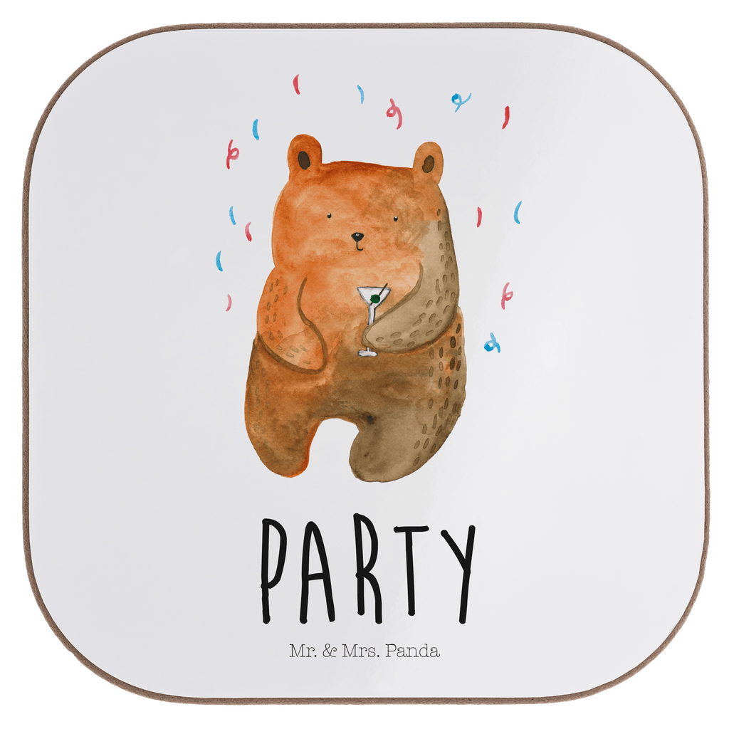 Quadratische Untersetzer Bär Party Bierdeckel, Glasuntersetzer, Untersetzer Gläser, Getränkeuntersetzer, Bär, Teddy, Teddybär, Geburtstag, Geburtstagsgeschenk, Geschenk, Party, Feiern, Abfeiern, Mitbringsel, Gute Laune, Lustig