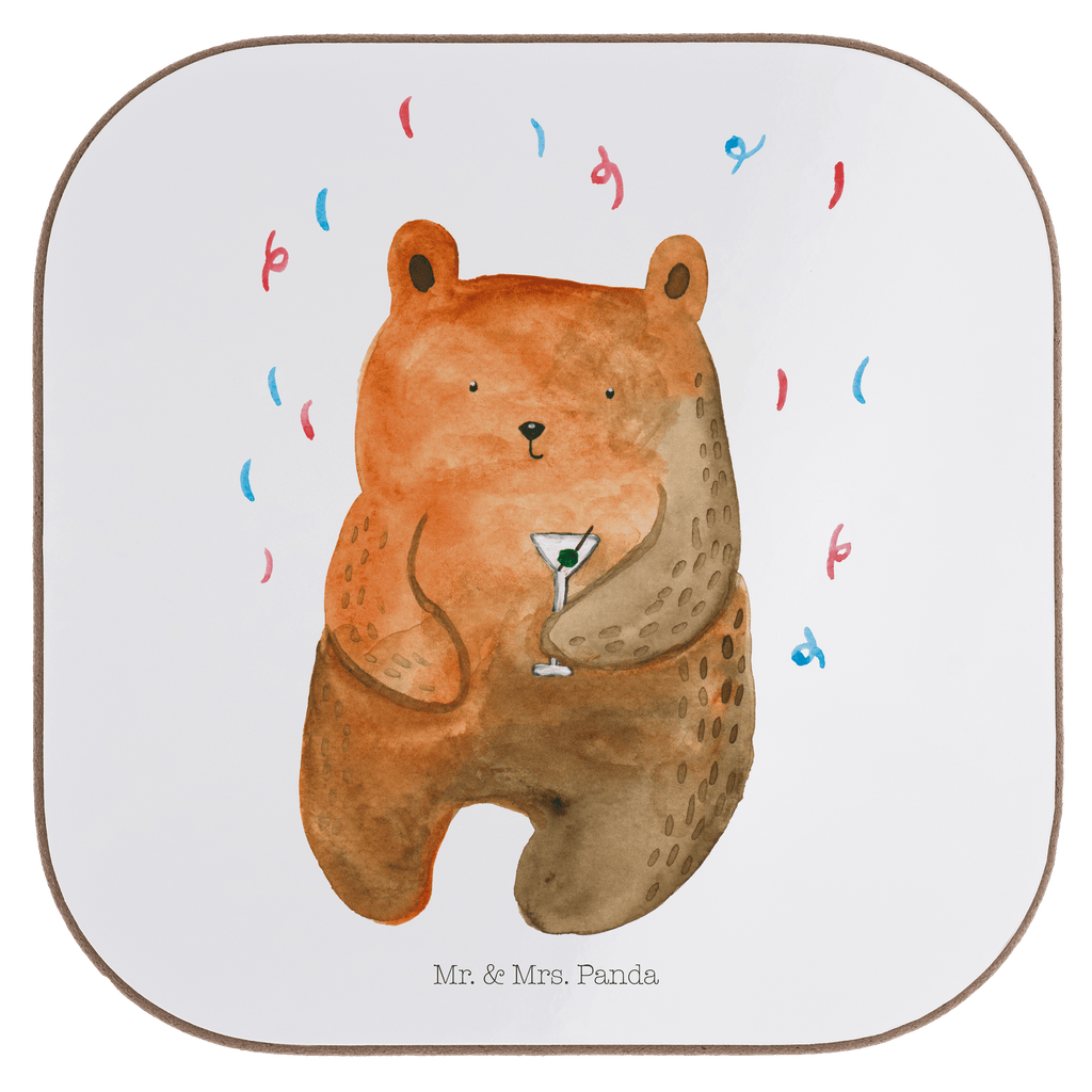 Quadratische Untersetzer Bär Party Bierdeckel, Glasuntersetzer, Untersetzer Gläser, Getränkeuntersetzer, Bär, Teddy, Teddybär, Geburtstag, Geburtstagsgeschenk, Geschenk, Party, Feiern, Abfeiern, Mitbringsel, Gute Laune, Lustig