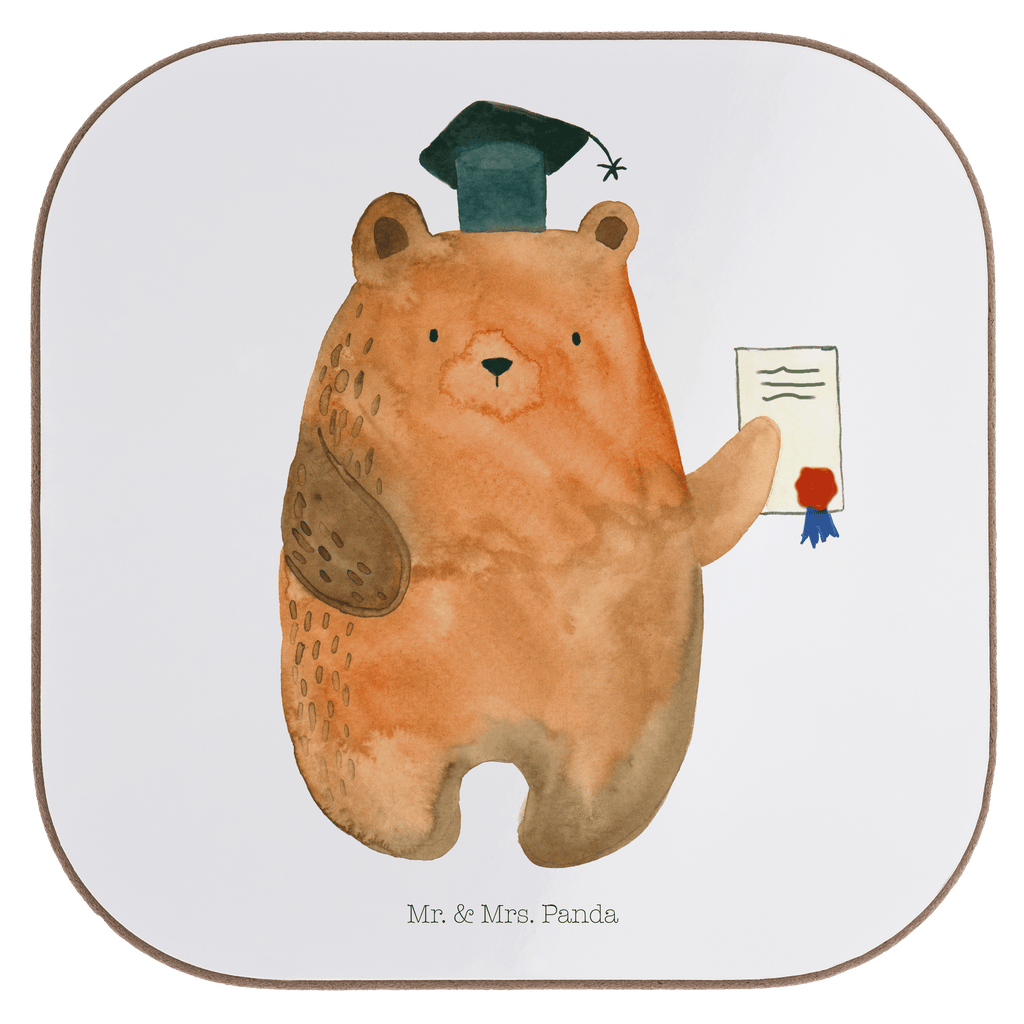 Quadratische Untersetzer Prüfungsbär Bierdeckel, Glasuntersetzer, Untersetzer Gläser, Getränkeuntersetzer, Bär, Teddy, Teddybär, Abitur, Prüfungen, Prüfung bestanden, Abschluss, Zeugnis, Abschlusszeugnis