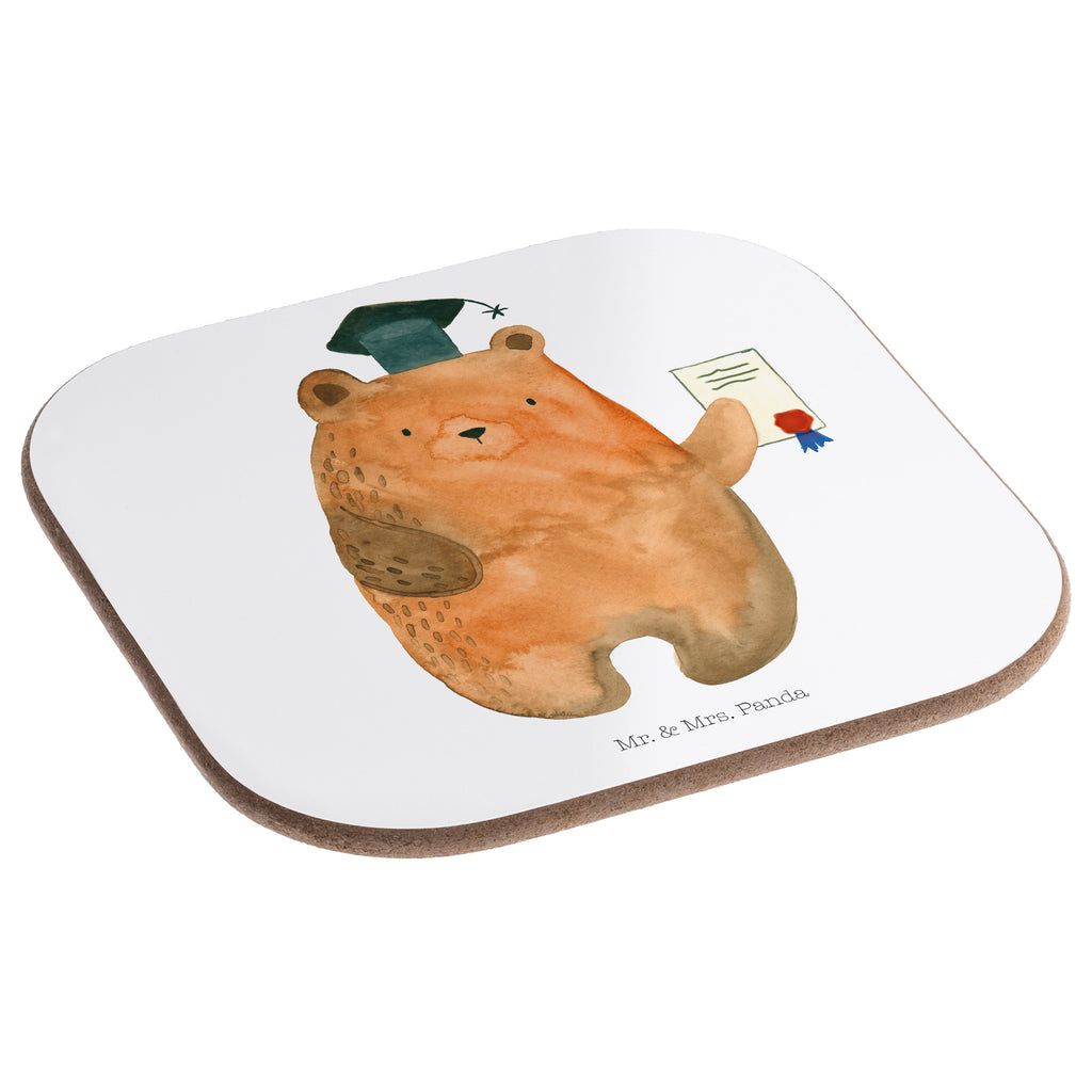 Quadratische Untersetzer Prüfungsbär Bierdeckel, Glasuntersetzer, Untersetzer Gläser, Getränkeuntersetzer, Bär, Teddy, Teddybär, Abitur, Prüfungen, Prüfung bestanden, Abschluss, Zeugnis, Abschlusszeugnis
