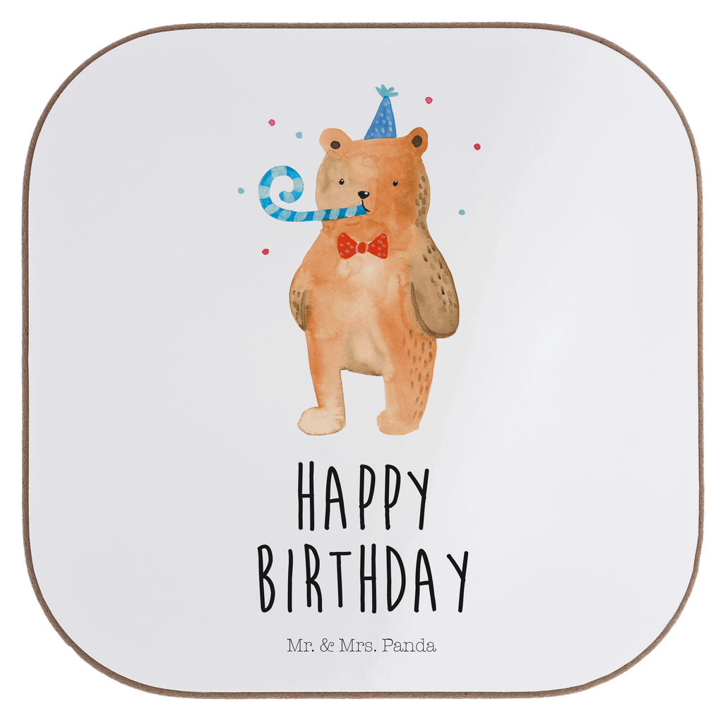 Quadratische Untersetzer Birthday Bär Bierdeckel, Glasuntersetzer, Untersetzer Gläser, Getränkeuntersetzer, Bär, Teddy, Teddybär, Happy Birthday, Alles Gute, Glückwunsch, Geburtstag