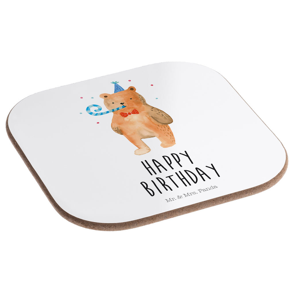 Quadratische Untersetzer Birthday Bär Bierdeckel, Glasuntersetzer, Untersetzer Gläser, Getränkeuntersetzer, Bär, Teddy, Teddybär, Happy Birthday, Alles Gute, Glückwunsch, Geburtstag
