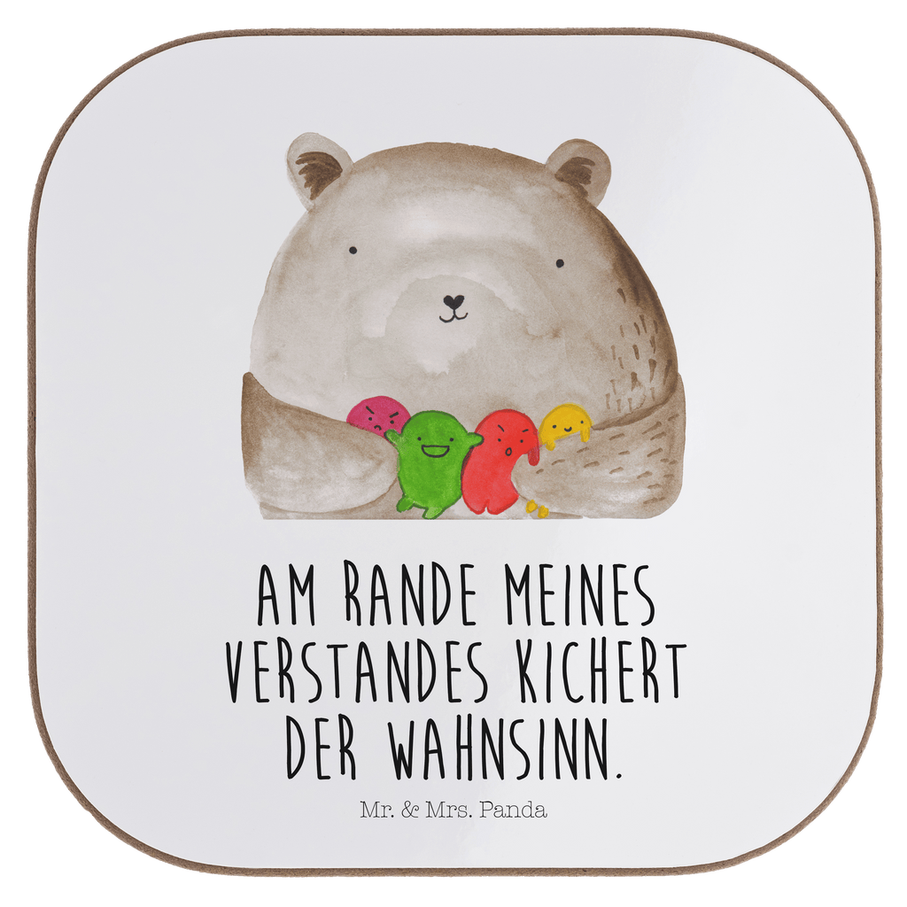 Quadratische Untersetzer Bär Gefühl Bierdeckel, Glasuntersetzer, Untersetzer Gläser, Getränkeuntersetzer, Bär, Teddy, Teddybär, Wahnsinn, Verrückt, Durchgedreht