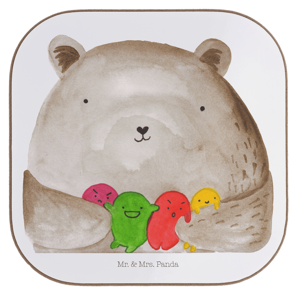 Quadratische Untersetzer Bär Gefühl Bierdeckel, Glasuntersetzer, Untersetzer Gläser, Getränkeuntersetzer, Bär, Teddy, Teddybär, Wahnsinn, Verrückt, Durchgedreht