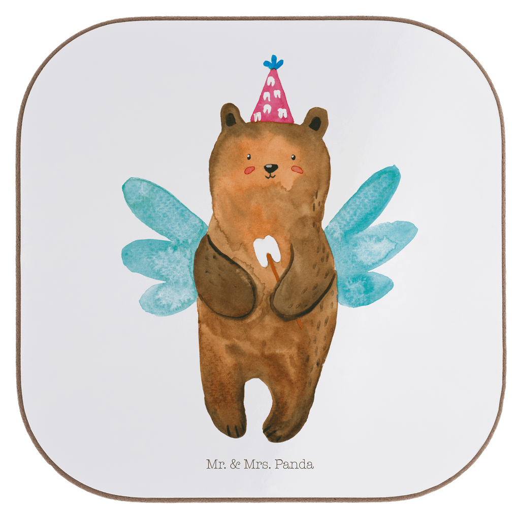Quadratische Untersetzer Zahnfee Bär Bierdeckel, Glasuntersetzer, Untersetzer Gläser, Getränkeuntersetzer, Bär, Teddy, Teddybär, Zahnfee, Fee, Milchzahn, Erster Zahn