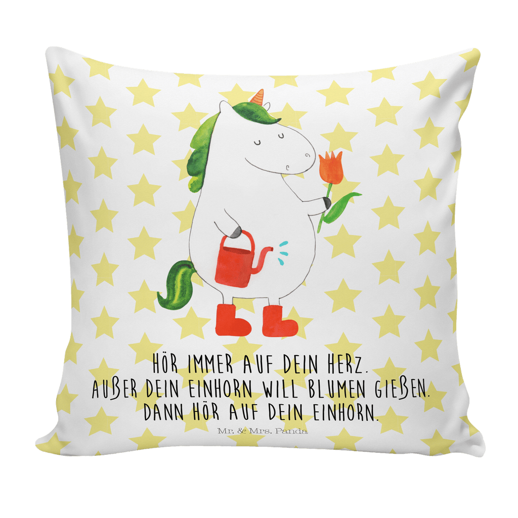 40x40 Kissen Einhorn Gärtner Kissenhülle, Kopfkissen, Sofakissen, Dekokissen, Motivkissen, Einhorn, Einhörner, Einhorn Deko, Pegasus, Unicorn, Luftballon, Gießkanne, Giesskanne, Lebenslust, Freude, Blume, Freundin, Garten, Stiefel