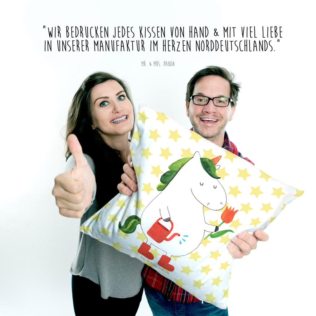 40x40 Kissen Einhorn Gärtner Kissenhülle, Kopfkissen, Sofakissen, Dekokissen, Motivkissen, Einhorn, Einhörner, Einhorn Deko, Pegasus, Unicorn, Luftballon, Gießkanne, Giesskanne, Lebenslust, Freude, Blume, Freundin, Garten, Stiefel