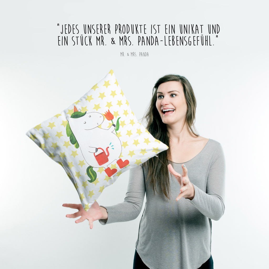 40x40 Kissen Einhorn Gärtner Kissenhülle, Kopfkissen, Sofakissen, Dekokissen, Motivkissen, Einhorn, Einhörner, Einhorn Deko, Pegasus, Unicorn, Luftballon, Gießkanne, Giesskanne, Lebenslust, Freude, Blume, Freundin, Garten, Stiefel