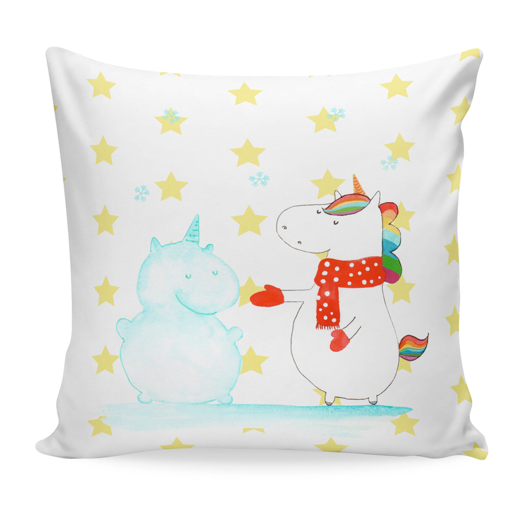 40x40 Kissen Einhorn Schneemann Kissenhülle, Kopfkissen, Sofakissen, Dekokissen, Motivkissen, Einhorn, Einhörner, Einhorn Deko, Pegasus, Unicorn, Schneemann, Winter, Schnee, Kuchen, Weihnachten, kalt, Mütze, Handschuhe, X-Mas