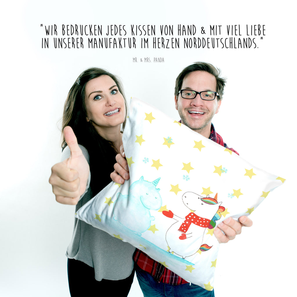 40x40 Kissen Einhorn Schneemann Kissenhülle, Kopfkissen, Sofakissen, Dekokissen, Motivkissen, Einhorn, Einhörner, Einhorn Deko, Pegasus, Unicorn, Schneemann, Winter, Schnee, Kuchen, Weihnachten, kalt, Mütze, Handschuhe, X-Mas