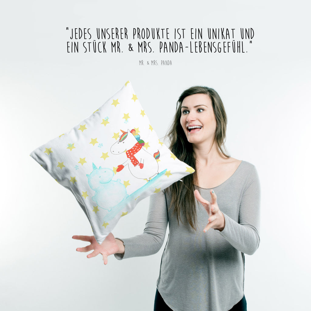 40x40 Kissen Einhorn Schneemann Kissenhülle, Kopfkissen, Sofakissen, Dekokissen, Motivkissen, Einhorn, Einhörner, Einhorn Deko, Pegasus, Unicorn, Schneemann, Winter, Schnee, Kuchen, Weihnachten, kalt, Mütze, Handschuhe, X-Mas