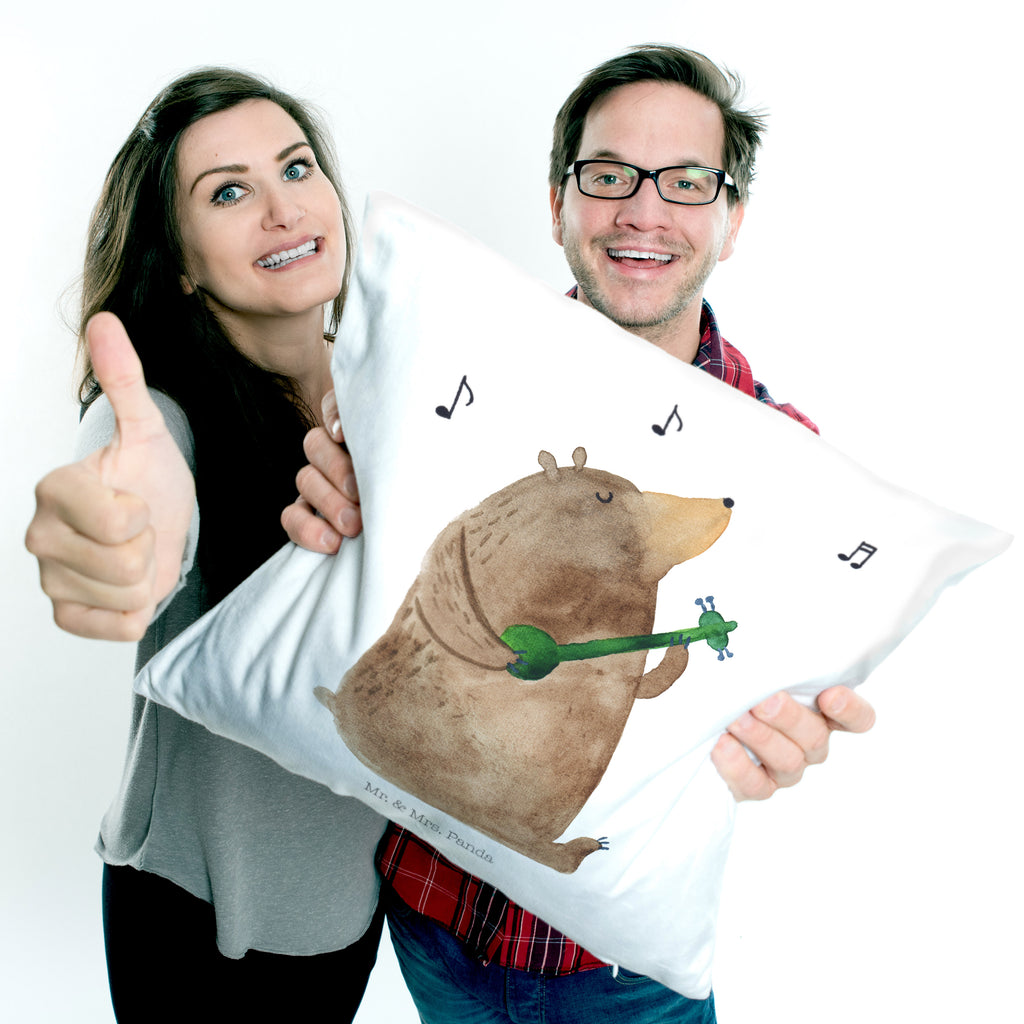 40x40 Kissen Bär Gitarre Kissenhülle, Kopfkissen, Sofakissen, Dekokissen, Motivkissen, Bär, Teddy, Teddybär