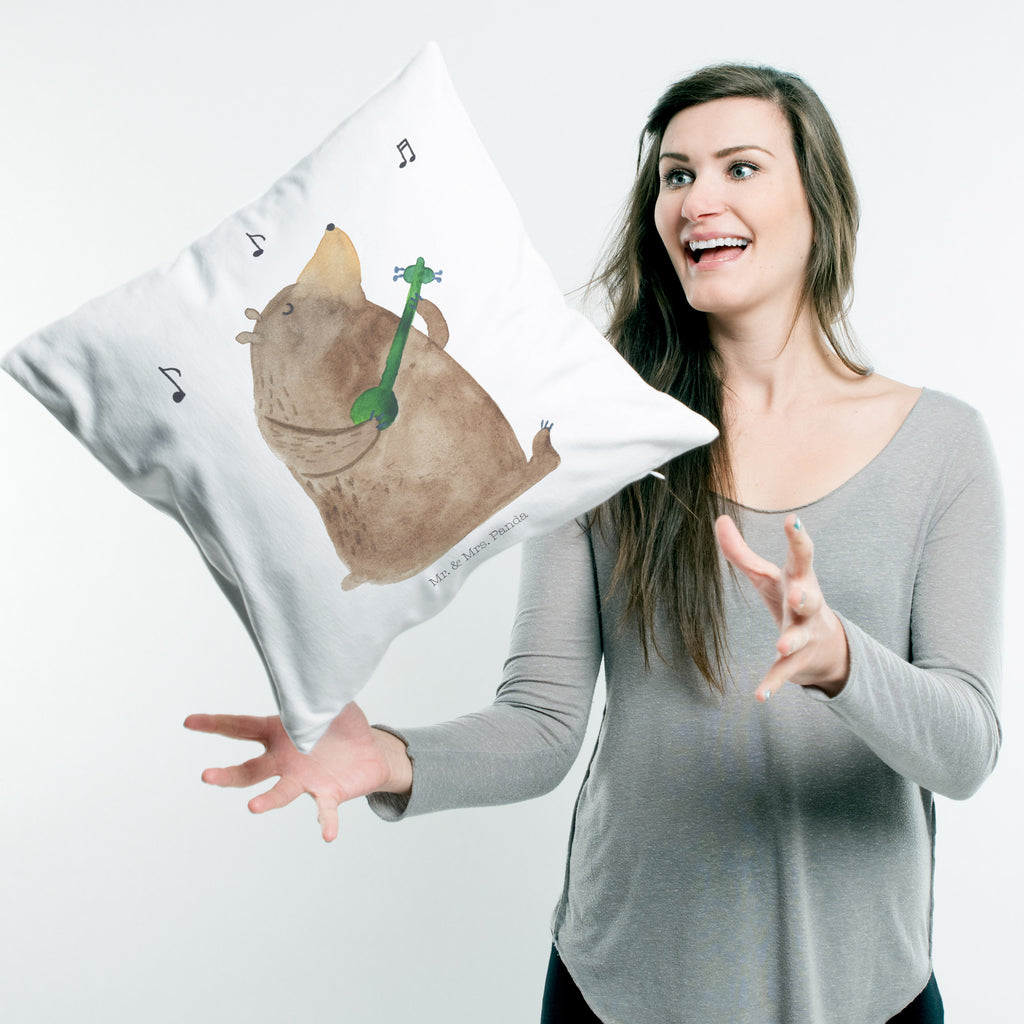 40x40 Kissen Bär Gitarre Kissenhülle, Kopfkissen, Sofakissen, Dekokissen, Motivkissen, Bär, Teddy, Teddybär