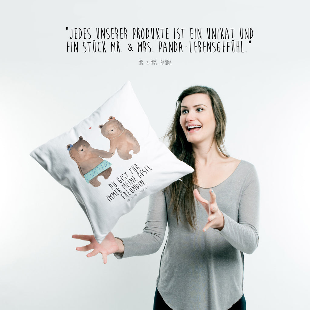 40x40 Kissen Bär Freundin Kissenhülle, Kopfkissen, Sofakissen, Dekokissen, Motivkissen, Bär, Teddy, Teddybär, Bär Freundin Beste Freund Liebe Liebesbeweis Verliebt Kumpel Kumpeliene