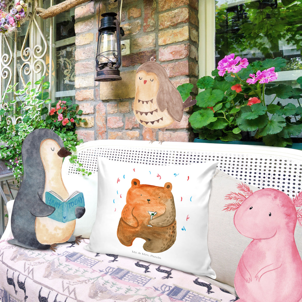 40x40 Kissen Bär Party Kissenhülle, Kopfkissen, Sofakissen, Dekokissen, Motivkissen, Bär, Teddy, Teddybär, Geburtstag, Geburtstagsgeschenk, Geschenk, Party, Feiern, Abfeiern, Mitbringsel, Gute Laune, Lustig