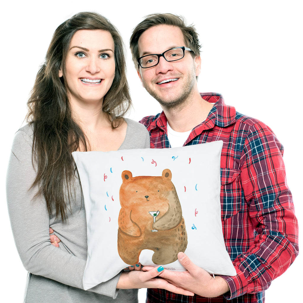 40x40 Kissen Bär Party Kissenhülle, Kopfkissen, Sofakissen, Dekokissen, Motivkissen, Bär, Teddy, Teddybär, Geburtstag, Geburtstagsgeschenk, Geschenk, Party, Feiern, Abfeiern, Mitbringsel, Gute Laune, Lustig