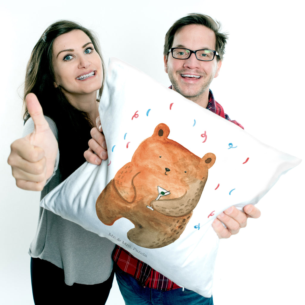 40x40 Kissen Bär Party Kissenhülle, Kopfkissen, Sofakissen, Dekokissen, Motivkissen, Bär, Teddy, Teddybär, Geburtstag, Geburtstagsgeschenk, Geschenk, Party, Feiern, Abfeiern, Mitbringsel, Gute Laune, Lustig