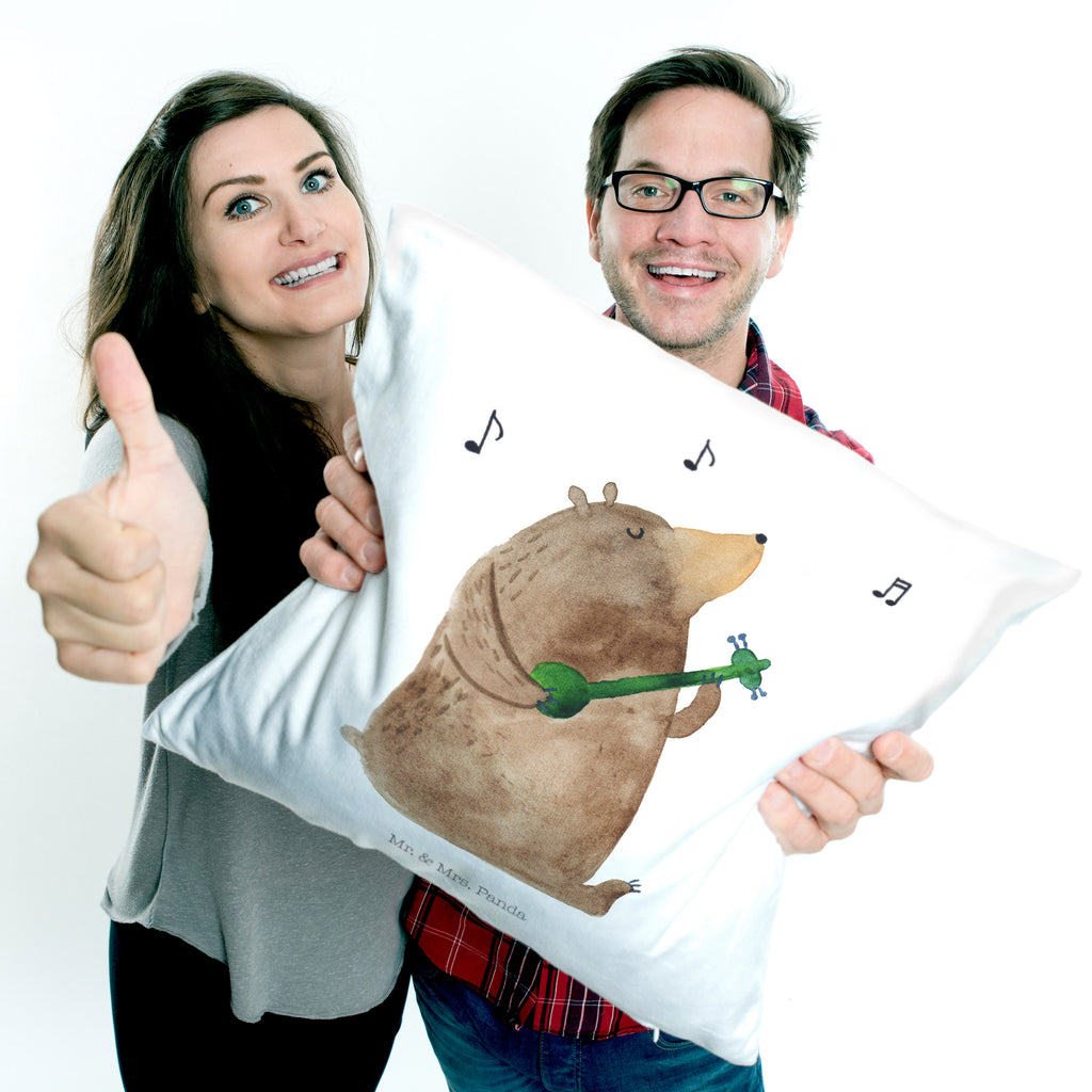 40x40 Kissen Bär Lied Kissenhülle, Kopfkissen, Sofakissen, Dekokissen, Motivkissen, Bär, Teddy, Teddybär, Bärchen, Bear, Liebeslied, Lied, Song, Valentinstag, Valentine, Geschenk, Partner, Liebe, Freundin, Frau, Herz, Spruch