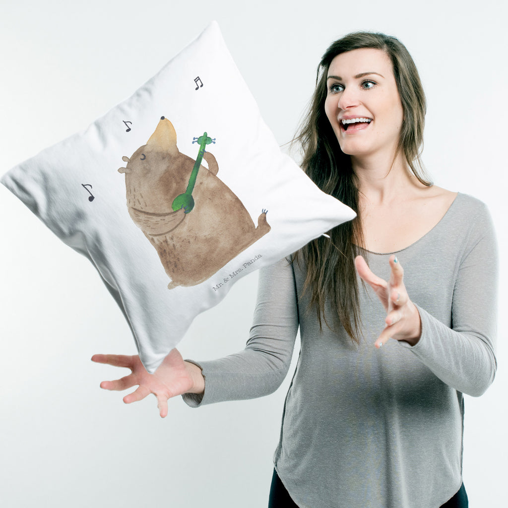 40x40 Kissen Bär Lied Kissenhülle, Kopfkissen, Sofakissen, Dekokissen, Motivkissen, Bär, Teddy, Teddybär, Bärchen, Bear, Liebeslied, Lied, Song, Valentinstag, Valentine, Geschenk, Partner, Liebe, Freundin, Frau, Herz, Spruch