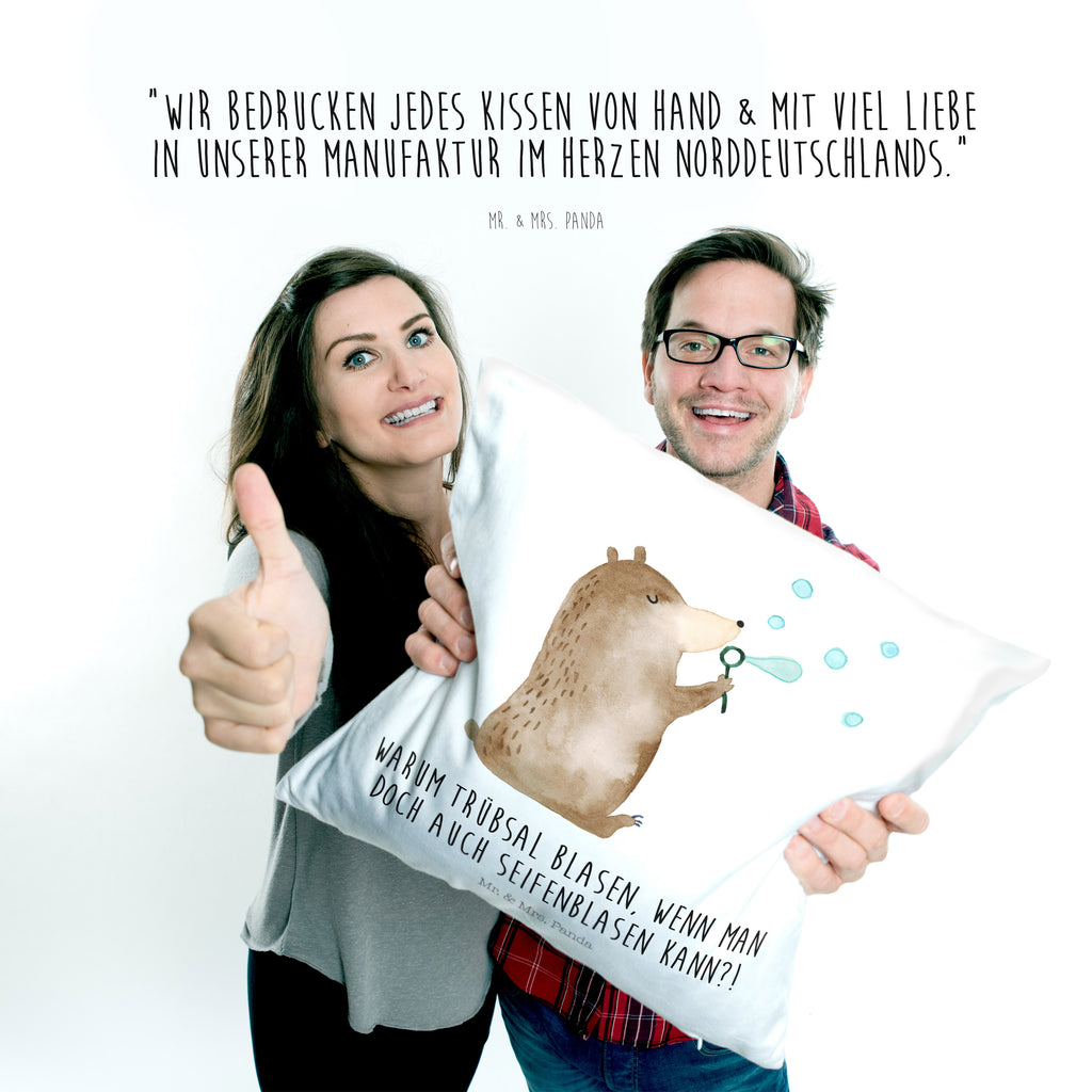 40x40 Kissen Bär Seifenblasen Kissenhülle, Kopfkissen, Sofakissen, Dekokissen, Motivkissen, Bär, Teddy, Teddybär, Seifenblasen Bär Lustig Sein Glücklich Traurig Happy