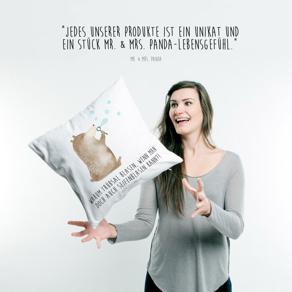 40x40 Kissen Bär Seifenblasen Kissenhülle, Kopfkissen, Sofakissen, Dekokissen, Motivkissen, Bär, Teddy, Teddybär, Seifenblasen Bär Lustig Sein Glücklich Traurig Happy