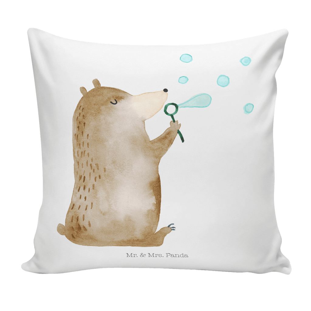 40x40 Kissen Bär Seifenblasen Kissenhülle, Kopfkissen, Sofakissen, Dekokissen, Motivkissen, Bär, Teddy, Teddybär, Seifenblasen Bär Lustig Sein Glücklich Traurig Happy