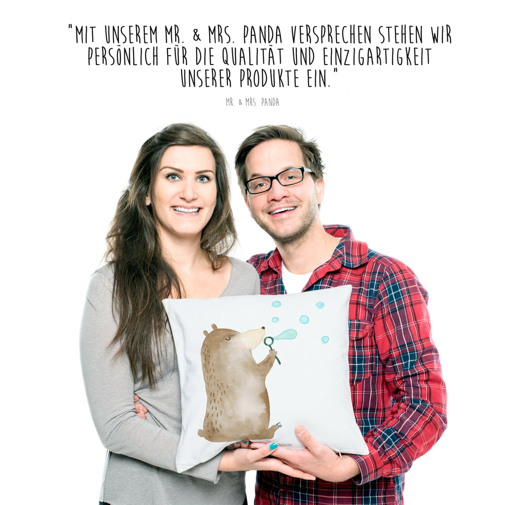 40x40 Kissen Bär Seifenblasen Kissenhülle, Kopfkissen, Sofakissen, Dekokissen, Motivkissen, Bär, Teddy, Teddybär, Seifenblasen Bär Lustig Sein Glücklich Traurig Happy