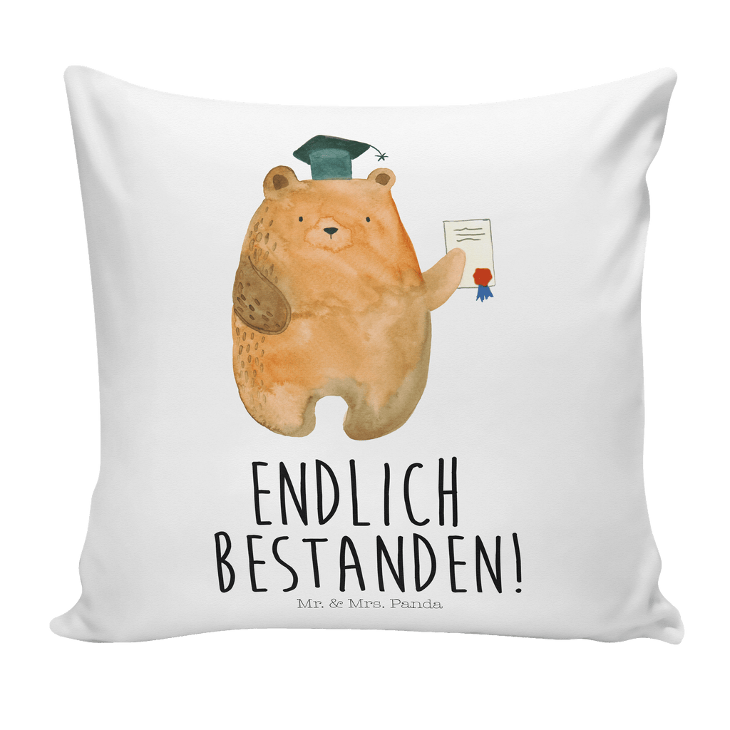40x40 Kissen Prüfungsbär Kissenhülle, Kopfkissen, Sofakissen, Dekokissen, Motivkissen, Bär, Teddy, Teddybär, Abitur, Prüfungen, Prüfung bestanden, Abschluss, Zeugnis, Abschlusszeugnis