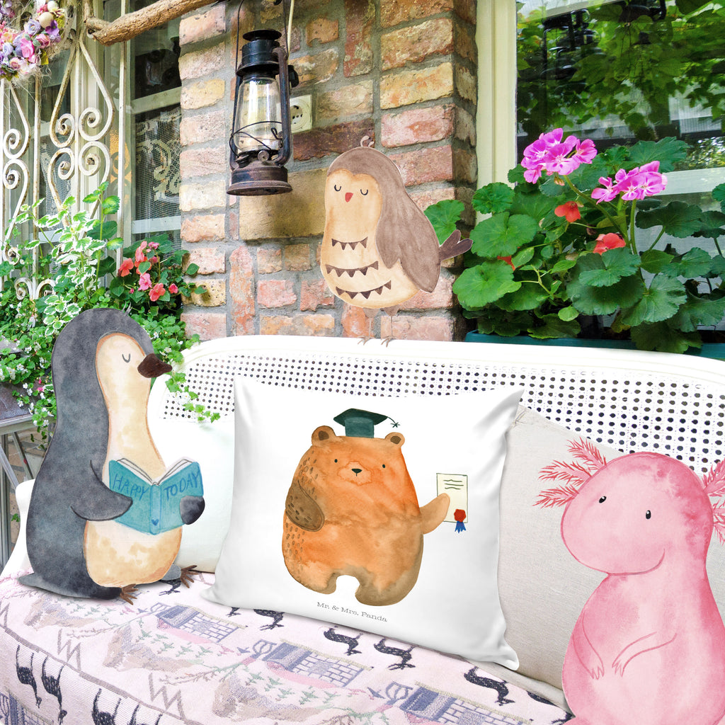 40x40 Kissen Prüfungsbär Kissenhülle, Kopfkissen, Sofakissen, Dekokissen, Motivkissen, Bär, Teddy, Teddybär, Abitur, Prüfungen, Prüfung bestanden, Abschluss, Zeugnis, Abschlusszeugnis