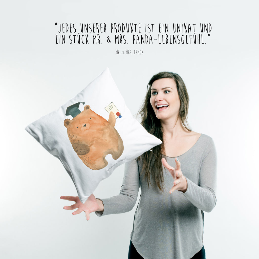 40x40 Kissen Prüfungsbär Kissenhülle, Kopfkissen, Sofakissen, Dekokissen, Motivkissen, Bär, Teddy, Teddybär, Abitur, Prüfungen, Prüfung bestanden, Abschluss, Zeugnis, Abschlusszeugnis