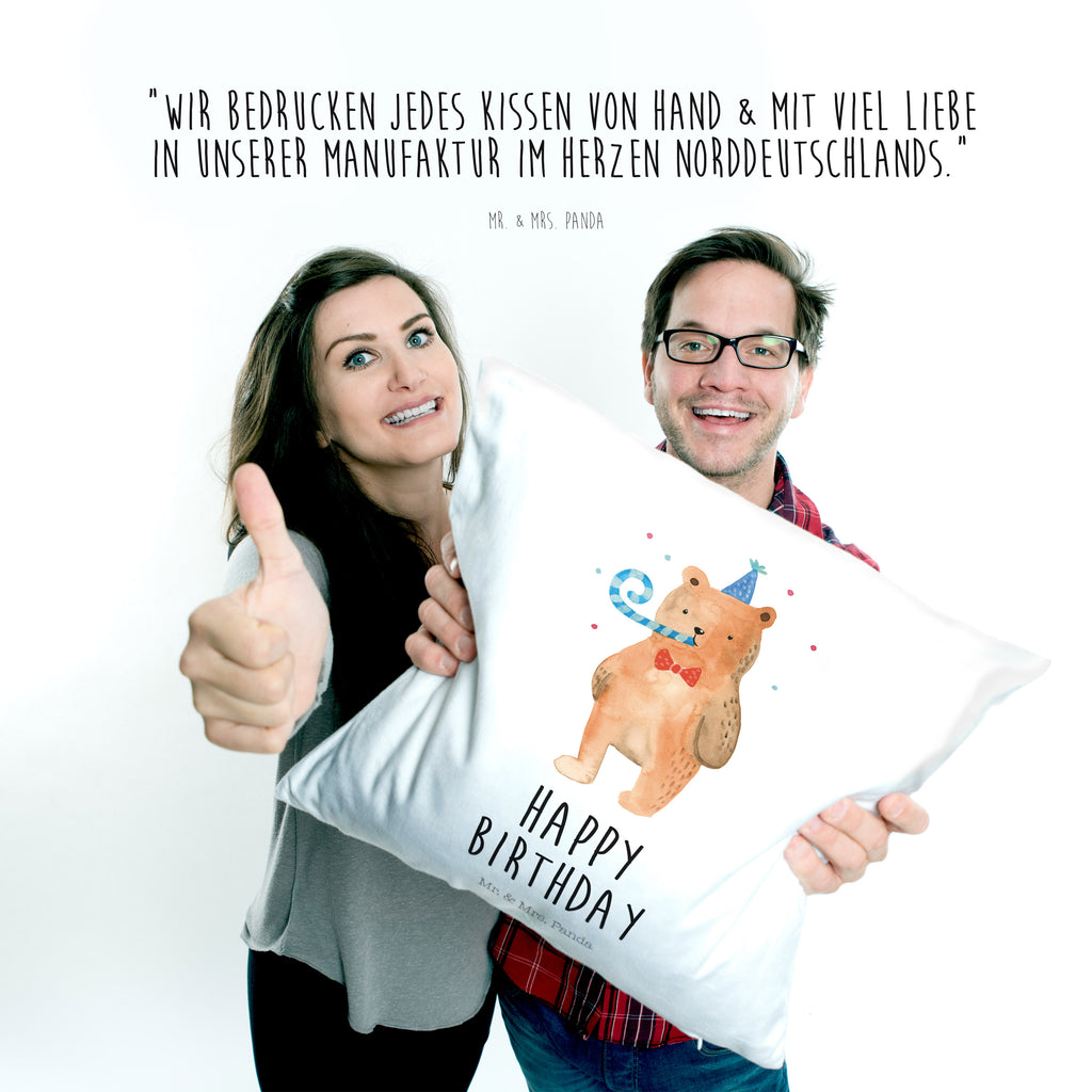 40x40 Kissen Birthday Bär Kissenhülle, Kopfkissen, Sofakissen, Dekokissen, Motivkissen, Bär, Teddy, Teddybär, Happy Birthday, Alles Gute, Glückwunsch, Geburtstag