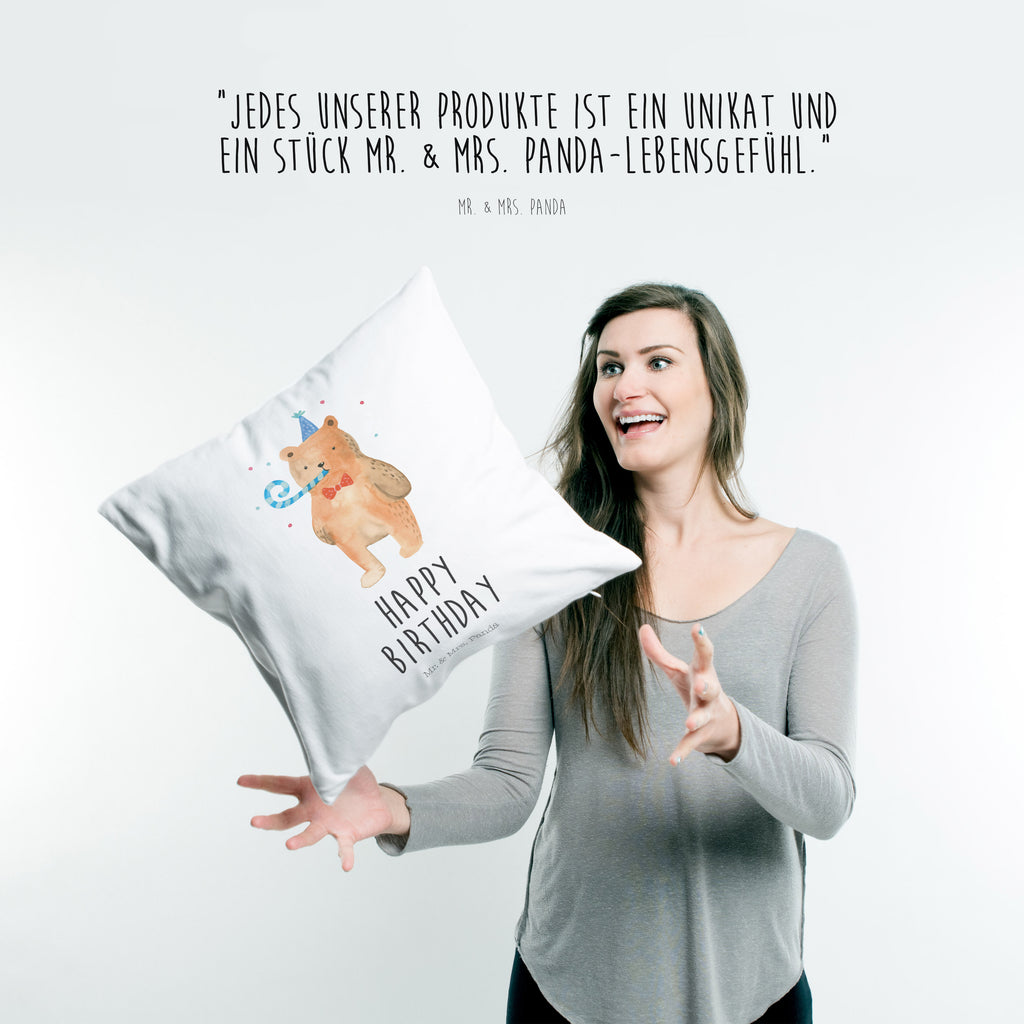 40x40 Kissen Birthday Bär Kissenhülle, Kopfkissen, Sofakissen, Dekokissen, Motivkissen, Bär, Teddy, Teddybär, Happy Birthday, Alles Gute, Glückwunsch, Geburtstag