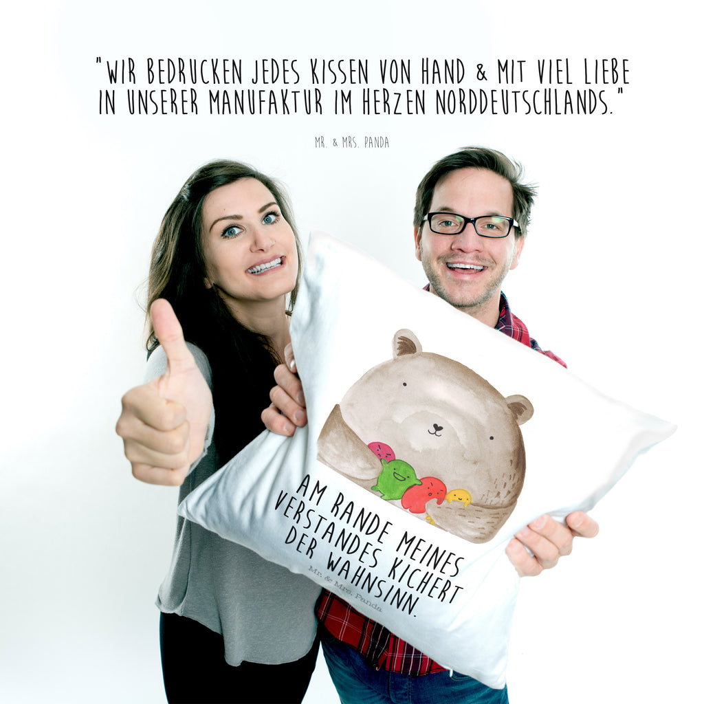 40x40 Kissen Bär Gefühl Kissenhülle, Kopfkissen, Sofakissen, Dekokissen, Motivkissen, Bär, Teddy, Teddybär, Wahnsinn, Verrückt, Durchgedreht