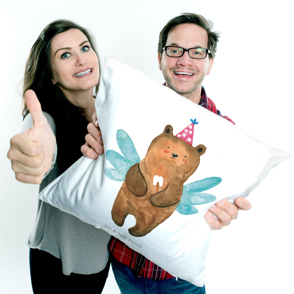 40x40 Kissen Zahnfee Bär Kissenhülle, Kopfkissen, Sofakissen, Dekokissen, Motivkissen, Bär, Teddy, Teddybär, Zahnfee, Fee, Milchzahn, Erster Zahn