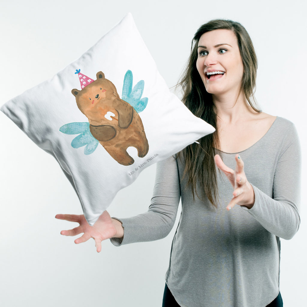 40x40 Kissen Zahnfee Bär Kissenhülle, Kopfkissen, Sofakissen, Dekokissen, Motivkissen, Bär, Teddy, Teddybär, Zahnfee, Fee, Milchzahn, Erster Zahn