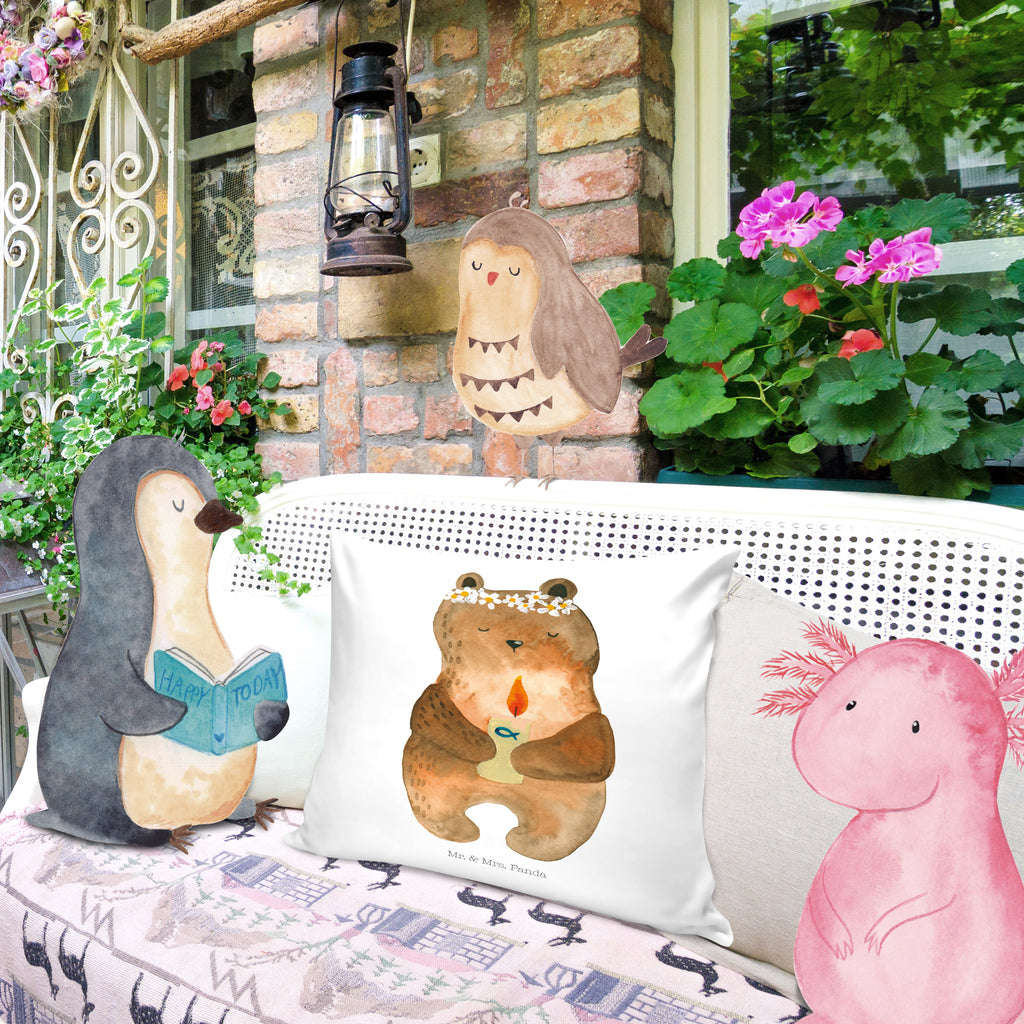 40x40 Kissen Kommunion-Bär Kissenhülle, Kopfkissen, Sofakissen, Dekokissen, Motivkissen, Bär, Teddy, Teddybär, Kommunion, Gottes Segen, Taufkerze, katholisch