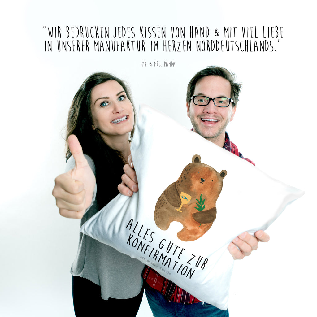 40x40 Kissen Konfirmation-Bär Kissenhülle, Kopfkissen, Sofakissen, Dekokissen, Motivkissen, Bär, Teddy, Teddybär, Konfirmation, Kirche, evangelisch, Gottesdienst