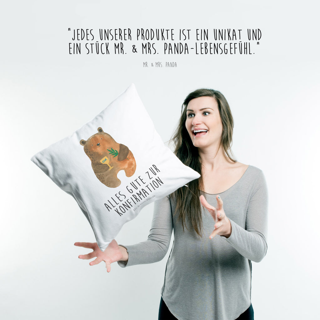 40x40 Kissen Konfirmation-Bär Kissenhülle, Kopfkissen, Sofakissen, Dekokissen, Motivkissen, Bär, Teddy, Teddybär, Konfirmation, Kirche, evangelisch, Gottesdienst