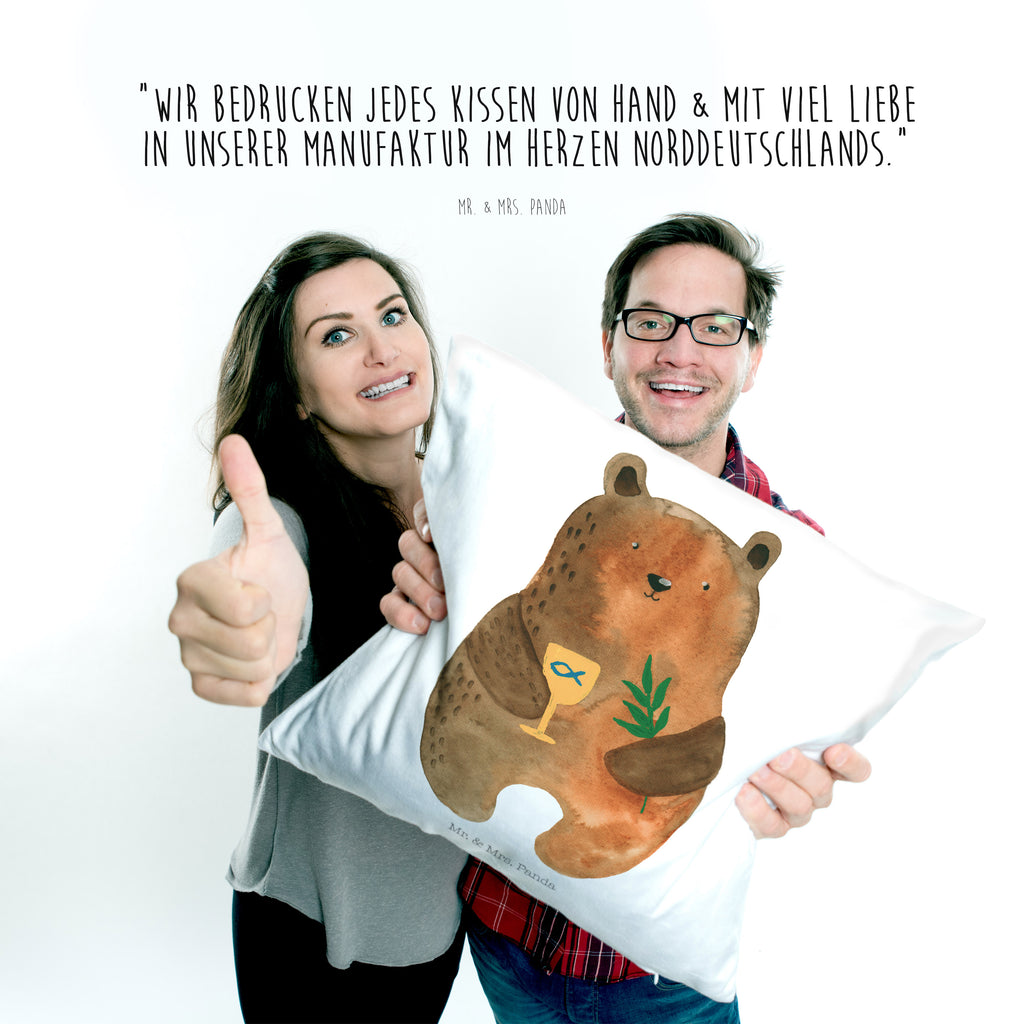 40x40 Kissen Konfirmation-Bär Kissenhülle, Kopfkissen, Sofakissen, Dekokissen, Motivkissen, Bär, Teddy, Teddybär, Konfirmation, Kirche, evangelisch, Gottesdienst