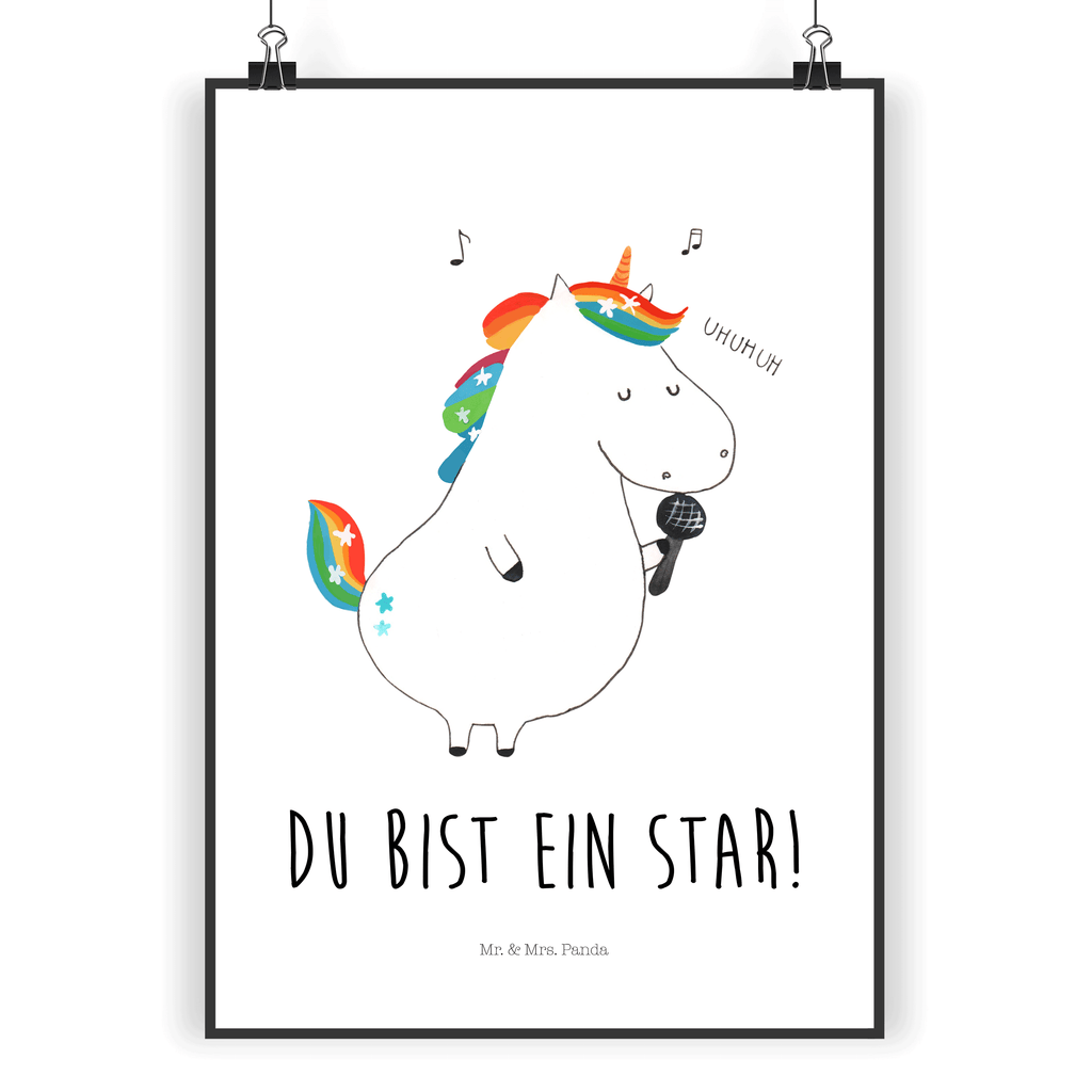 Poster Einhorn Sänger Poster, Wandposter, Bild, Wanddeko, Küchenposter, Kinderposter, Wanddeko Bild, Raumdekoration, Wanddekoration, Handgemaltes Poster, Mr. & Mrs. Panda Poster, Designposter, Kunstdruck, Posterdruck, Einhorn, Einhörner, Einhorn Deko, Pegasus, Unicorn, Glitzer, Konfetti, Party, Geburtstag, Feier, Fest, Disco, Sängerin, Sänger, Freundin