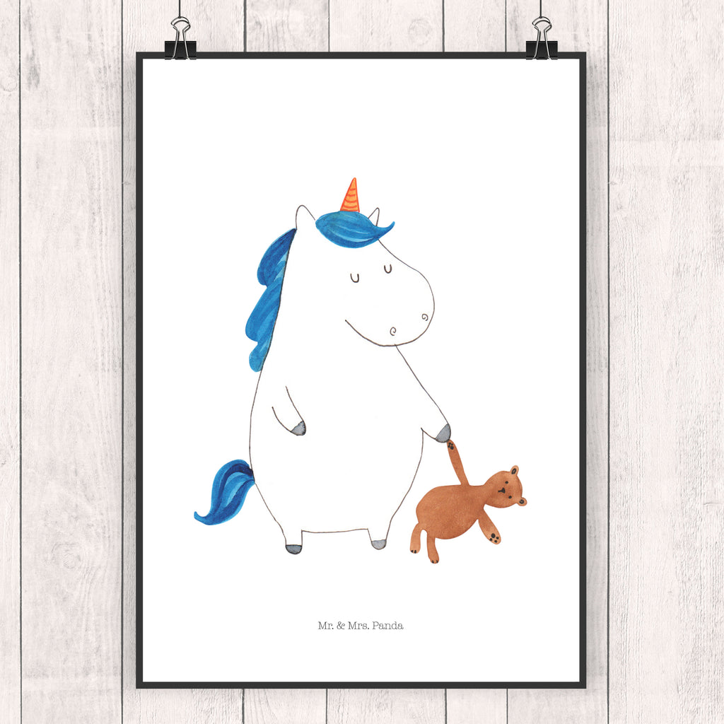 Poster Einhorn Teddy Poster, Wandposter, Bild, Wanddeko, Küchenposter, Kinderposter, Wanddeko Bild, Raumdekoration, Wanddekoration, Handgemaltes Poster, Mr. & Mrs. Panda Poster, Designposter, Kunstdruck, Posterdruck, Einhorn, Einhörner, Einhorn Deko, Pegasus, Unicorn, schlafen, gute Nacht, Single, Bett, Träumen, Freundin, Singleleben