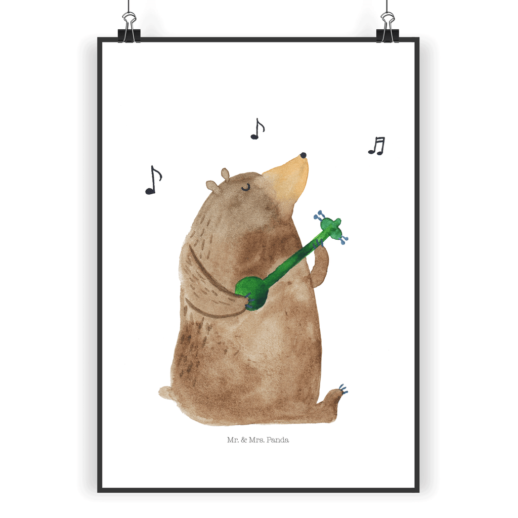 Poster Bär Gitarre Poster, Wandposter, Bild, Wanddeko, Küchenposter, Kinderposter, Wanddeko Bild, Raumdekoration, Wanddekoration, Handgemaltes Poster, Mr. & Mrs. Panda Poster, Designposter, Kunstdruck, Posterdruck, Bär, Teddy, Teddybär